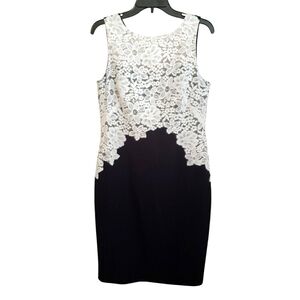 Ralph Lauren Lace Trimmed Crepe Dress Size 12 EUC